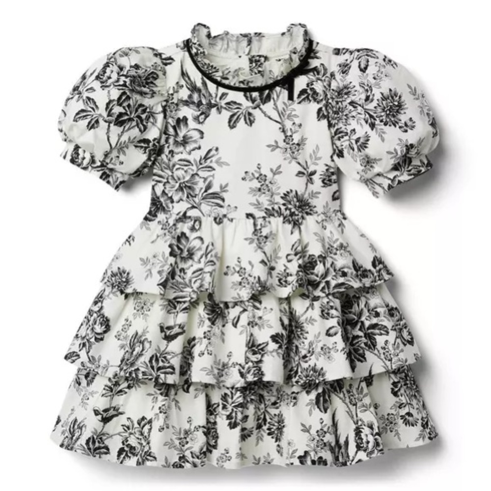 EUC JANIE AND JACK toile dress black and white dress size 5